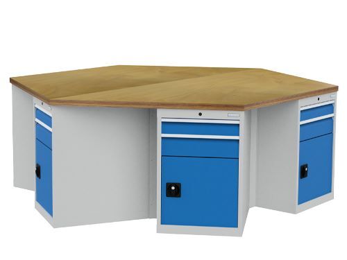 Bedrunka+Hirth 6 Eck Werkbank mit 6 Abteilen 2500 x 2165 x 859 mm Produktbild Bedrunka+Hirth 6 Eck Werkbank mit 6 Abteilen 2500 x 2165 x 859 mm