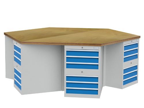 Bedrunka+Hirth 6 Eck Werkbank Breite 2500mm 6 x Schubladenschrank mit Vollauszug Produktbild Bedrunka+Hirth 6 Eck Werkbank Breite 2500mm 6 x Schubladenschrank mit Vollauszug