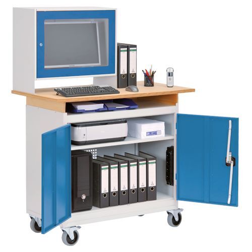 Bedrunka+Hirth Computerwagen mit Monitoraufsatz und Holzablage 1200 x 600 x 1660 mm Produktbild Bedrunka+Hirth Computerwagen mit Monitoraufsatz und Holzablage 1200 x 600 x 1660 mm