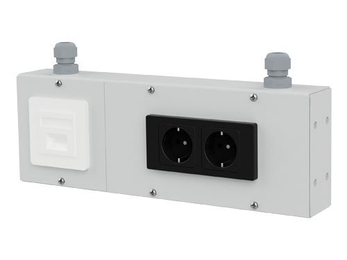 Bedrunka+Hirth Energieeinheit mit 2 x Schuko und 1x Netzwerk 375 x 60 x 130 mm Bedrunka+Hirth Energieeinheit mit 2 x Schuko und 1x Netzwerk 375 x 60 x 130 mm