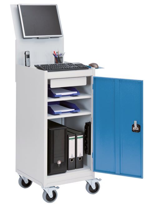 Bedrunka+Hirth Flügeltürenschrank für Computerwagen mit 1 Flügeltür 500 x 500 x 1000 mm Produktbild Bedrunka+Hirth Flügeltürenschrank für Computerwagen mit 1 Flügeltür 500 x 500 x 1000 mm