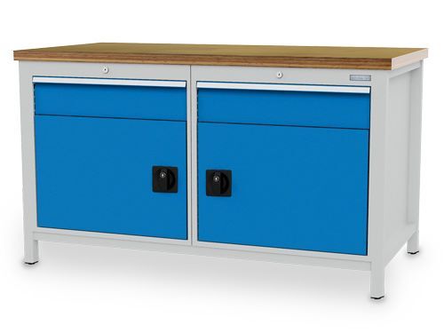 Bedrunka+Hirth Kastenwerkbank Breite 1500 mm 2 x Schubladen 2 x Flügeltüre Produktbild Bedrunka+Hirth Kastenwerkbank Breite 1500 mm 2 x Schubladen 2 x Flügeltüre