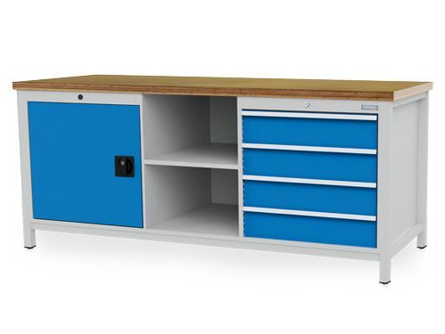 Bedrunka+Hirth Kastenwerkbank mit 4 Schublade 1 Flügeltür mit Fachboden 2000 x 750 x 859 mm Produktbild Bedrunka+Hirth Kastenwerkbank mit 4 Schublade 1 Flügeltür mit Fachboden 2000 x 750 x 859 mm