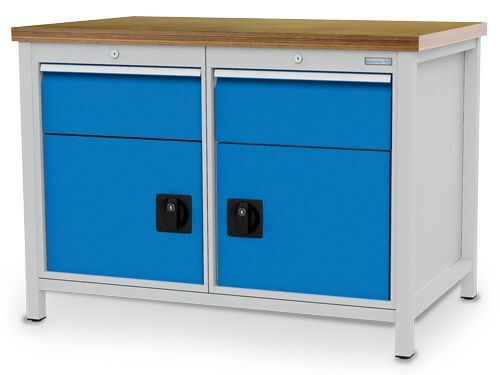 Bedrunka+Hirth Kastenwerkbank Tiefe 750 mm 2 x Schubladen 2 x Flügeltüren Breite 1250 mm Produktbild Bedrunka+Hirth Kastenwerkbank Tiefe 750 mm 2 x Schubladen 2 x Flügeltüren Breite 1250 mm