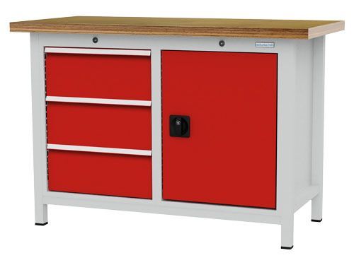 Bedrunka+Hirth Kastenwerkbank 3 gleichgroße Schubladen 1 Tür 1250 x 600 x 859 mm Produktbild Bedrunka+Hirth Kastenwerkbank 3 gleichgroße Schubladen 1 Tür 1250 x 600 x 859 mm