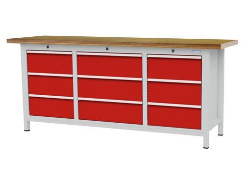 Bedrunka+Hirth Kastenwerkbank 9 Schubladen mit Arbeitsplatte 2000 x 600 x 859 mm Produktbild Bedrunka+Hirth Kastenwerkbank 9 Schubladen mit Arbeitsplatte 2000 x 600 x 859 mm