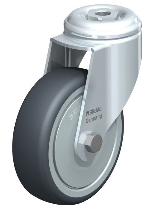 Bedrunka+Hirth Lenkrolle ohne Feststeller Durchmesser 100 mm Gummi Elastomer Produktbild Bedrunka+Hirth Lenkrolle ohne Feststeller Durchmesser 100 mm Gummi Elastomer