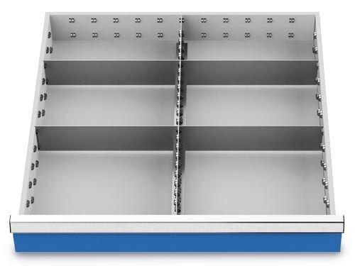 Bedrunka+Hirth Metalleinteilung Set 5-teilig, R 24-24, Schubladennutzmaß 600 x 600 mm, Blendenh Produktbild Bedrunka+Hirth Metalleinteilung Set 5-teilig, R 24-24, Schubladennutzmaß 600 x 600 mm, Blendenh