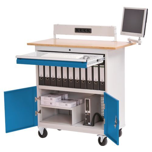 Bedrunka+Hirth Mobile Office mit Energiekanal und Monitorhalterung 1200 x 600 x 1196 mm