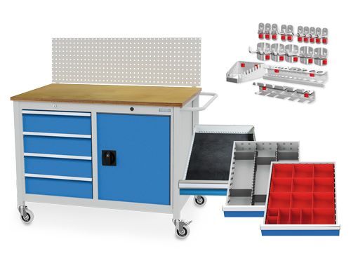 Bedrunka+Hirth Mobile Werkbank R 18-24 inklusive Lochplatte 1250 x 750 x 1385 mm
