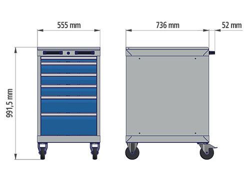 Bedrunka+Hirth Mobiler Schubladenschrank Tiefe 736 mm H 990 mm Raster 18-24 Produktbild Bedrunka+Hirth Mobiler Schubladenschrank Tiefe 736 mm H 990 mm Raster 18-24