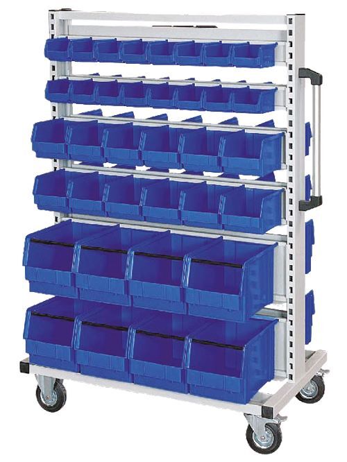 Bedrunka+Hirth Multiwagen 12 Behälterlei Bedrunka+Hirth Multiwagen 12 Behälterleisten mit Sichtlagerkästen 990 x 610 x 1450 mm