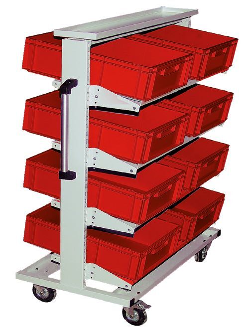 Bedrunka+Hirth Multiwagen bestückt mit 4 Fachböden 990 x 610 x 1450 mm