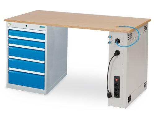 Bedrunka+Hirth Reihenwerkbank mit 5 Schubladen 1500 x 750 x 859 mm Produktbild Bedrunka+Hirth Reihenwerkbank mit 5 Schubladen 1500 x 750 x 859 mm