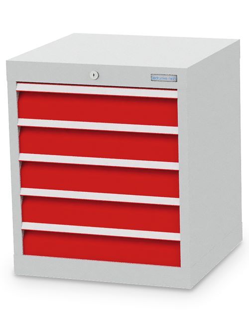 Bedrunka+Hirth Schubladenschrank 5 schmale Schubladen aus Stahlblech 530 x 500 x 619 mm Produktbild Bedrunka+Hirth Schubladenschrank 5 schmale Schubladen aus Stahlblech 530 x 500 x 619 mm
