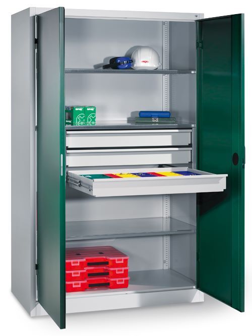 Bedrunka+Hirth Schwerlastschrank mit mittigem Schubladenblock 930 x 500 x 1950 mm Produktbild Bedrunka+Hirth Schwerlastschrank mit mittigem Schubladenblock 930 x 500 x 1950 mm