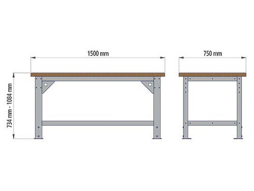 Bedrunka+Hirth Schwerlasttisch Traglast 1000 kg höhenverstellbar 1500 x 750 x 40 mm Produktbild Bedrunka+Hirth Schwerlasttisch Traglast 1000 kg höhenverstellbar 1500 x 750 x 40 mm bild 2