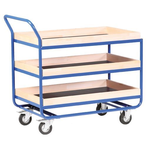 Bedrunka+Hirth Stahlrohrtischwagen 3 Ladeflächen Leiste aus Buchenleimholz H 1000 mm Produktbild Bedrunka+Hirth Stahlrohrtischwagen 3 Ladeflächen Leiste aus Buchenleimholz H 1000 mm