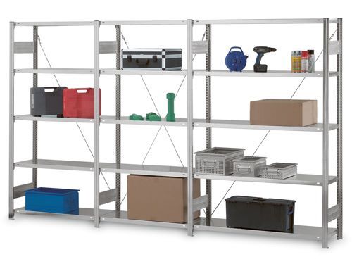 Bedrunka+Hirth Steckregalsystem Grundfeld 5 Fachböden höhenverstellbar Last bis 230 kg Produktbild Bedrunka+Hirth Steckregalsystem Grundfeld 5 Fachböden höhenverstellbar Last bis 230 kg