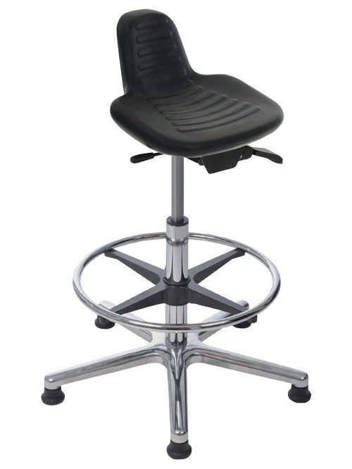 Bedrunka+Hirth Stehhilfe AluminiumFußkreuz mit Fußring Höhe 550-800 mm PU-Sitz in Schwarz Produktbild Bedrunka+Hirth Stehhilfe AluminiumFußkreuz mit Fußring Höhe 550-800 mm PU-Sitz in Schwarz