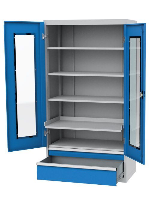 Bedrunka+Hirth Vitrinenschrank R 36-16 2 Schubladen Maße 980 x 500 x 1838 mm Produktbild Bedrunka+Hirth Vitrinenschrank R 36-16 2 Schubladen Maße 980 x 500 x 1838 mm