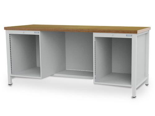 Produktbild Bedrunka+Hirth Werkbank 2 Leergehäusen 1 Fachboden mit Rückwand 2000 x 750 x 859 mm