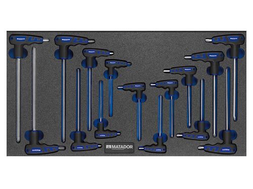 Bedrunka+Hirth Werkzeugeinsatz T-Griff Schraubendreher Satz 15 teilig BxTxH 565 x 300 x 25 mm Produktbild Bedrunka+Hirth Werkzeugeinsatz T-Griff Schraubendreher Satz 15 teilig BxTxH 565 x 300 x 25 mm