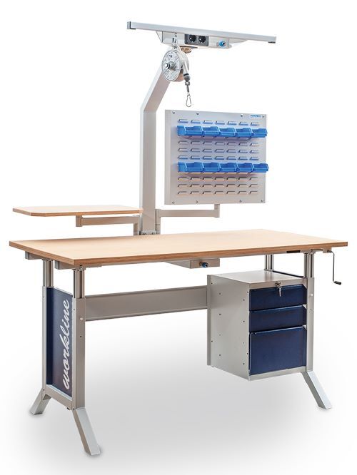 Bedrunka+Hirth workline Grundtischkombination mit Unterhängeblock und Arbeitsplatte Buche 1500 Produktbild Bedrunka+Hirth workline Grundtischkombination mit Unterhängeblock und Arbeitsplatte Buche 1500