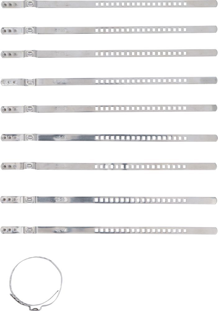 BGS Achsmanschetten Schellen Satz 10 teilig Edelstahl rostfrei 7 mm 20 - 50 mm Produktbild BGS Achsmanschetten Schellen Satz 10 teilig Edelstahl rostfrei 7 mm 20 - 50 mm bild 2