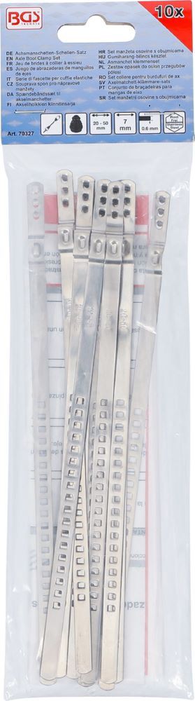 BGS Achsmanschetten Schellen Satz 10 teilig Edelstahl rostfrei 7 mm 20 - 50 mm Produktbild BGS Achsmanschetten Schellen Satz 10 teilig Edelstahl rostfrei 7 mm 20 - 50 mm bild 3