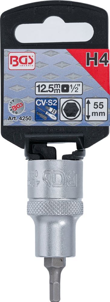 Produktbild Bit Einsatz Innensechskant 4 mm Antrieb Innenvierkant 12,5 mm 1/2 Zoll bild 2