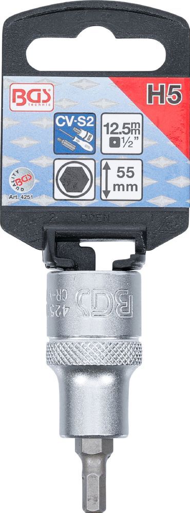 Produktbild Bit Einsatz Innensechskant 5 mm Antrieb Innenvierkant 12,5 mm 1/2 Zoll bild 2