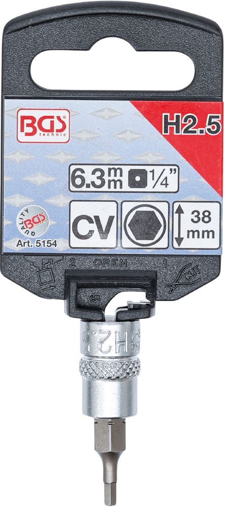 Produktbild Bit Einsatz Innensechskant 2,5 mm Antrieb Innenvierkant 6,3 mm 1/4 Zoll bild 2