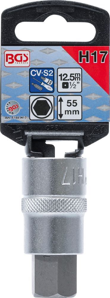 Produktbild Bit Einsatz Innensechskant 17 mm Innenvierkant 12,5 mm 1/2 Zoll bild 2