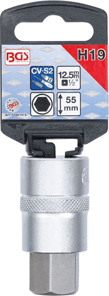 Produktbild Bit Einsatz Innensechskant 19 mm Innenvierkant 12,5 mm 1/2 Zoll bild 2