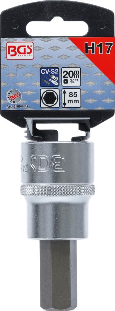 Produktbild Bit Einsatz Innensechskant 17 mm Antrieb Innenvierkant 20 mm 3/4 Zoll bild 2