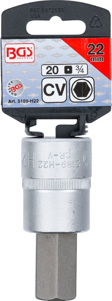 Produktbild Bit Einsatz Innensechskant 22 mm Antrieb Innenvierkant 20 mm 3/4 Zoll bild 3