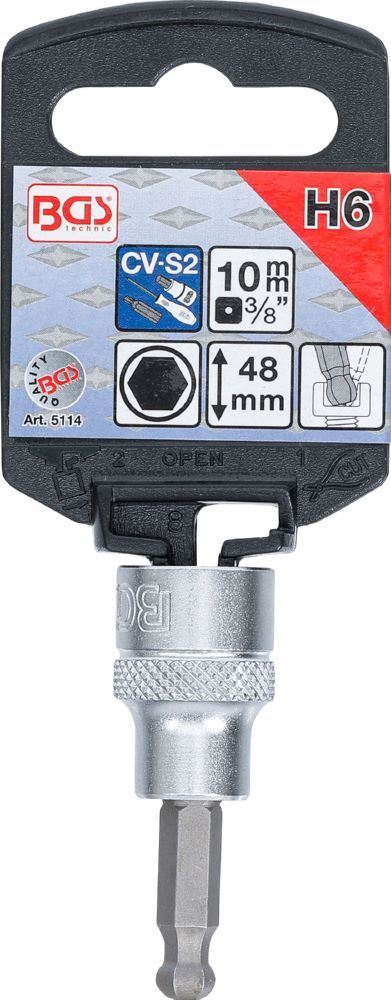 Produktbild Bit Einsatz Innensechskant Kugelkopf 6 mm Antrieb Innenvierkant 10 mm 3/8 Zoll bild 2