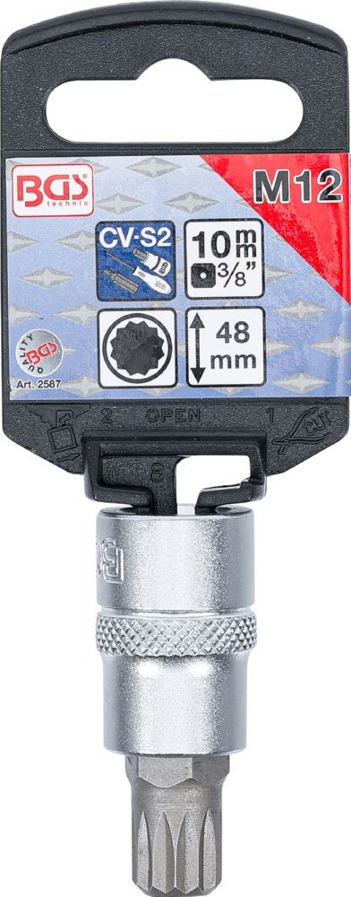 Produktbild Bit Einsatz Innenvielzahn M12 Antrieb Innenvierkant 10 mm 3/8 Zoll bild 2