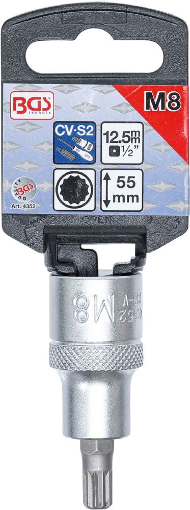 Produktbild Bit Einsatz Innenvielzahn M8 Antrieb Innenvierkant 12,5 mm 1/2 Zoll bild 2