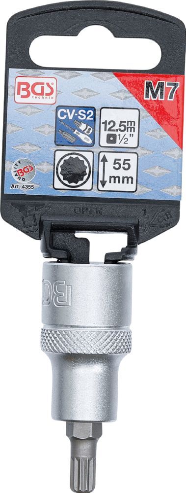 Produktbild Bit Einsatz Innenvielzahn M7 Antrieb Innenvierkant 12,5 mm 1/2 Zoll bild 2