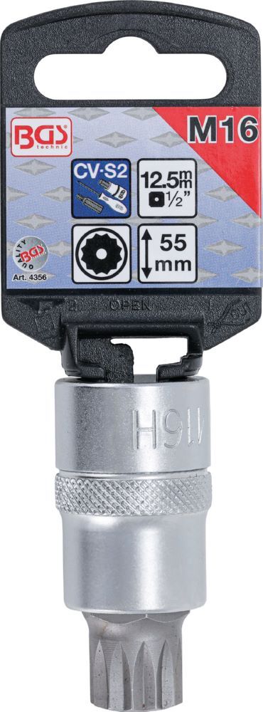 Produktbild Bit Einsatz Innenvielzahn M16 Antrieb Innenvierkant 12,5 mm 1/2 Zoll bild 2