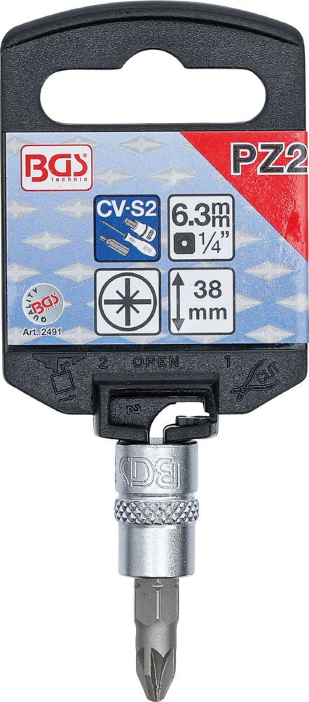 Produktbild Bit Einsatz Kreuzschlitz PZ2 Antrieb Innenvierkant 6,3 mm 1/4 Zoll bild 2