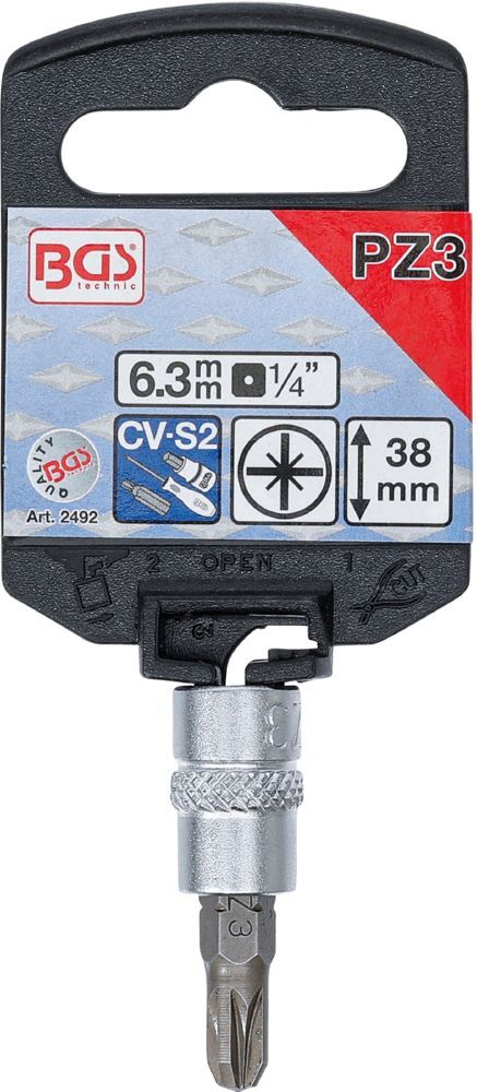 Produktbild Bit Einsatz Kreuzschlitz PZ3 Antrieb Innenvierkant 6,3 mm 1/4 Zoll bild 2