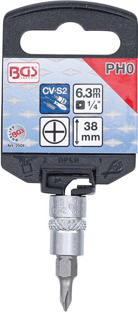 Produktbild Bit Einsatz Kreuzschlitz PH0 Antrieb Innenvierkant 6,3 mm 1/4 Zoll bild 2