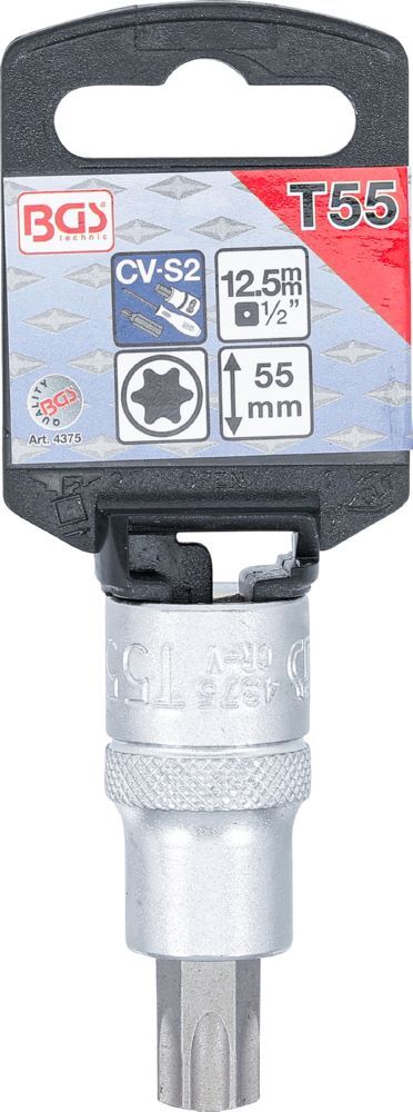 Produktbild Bit Einsatz 1/2 Zoll T-Profil T55 Antrieb Innenvierkant 12,5 mm bild 2