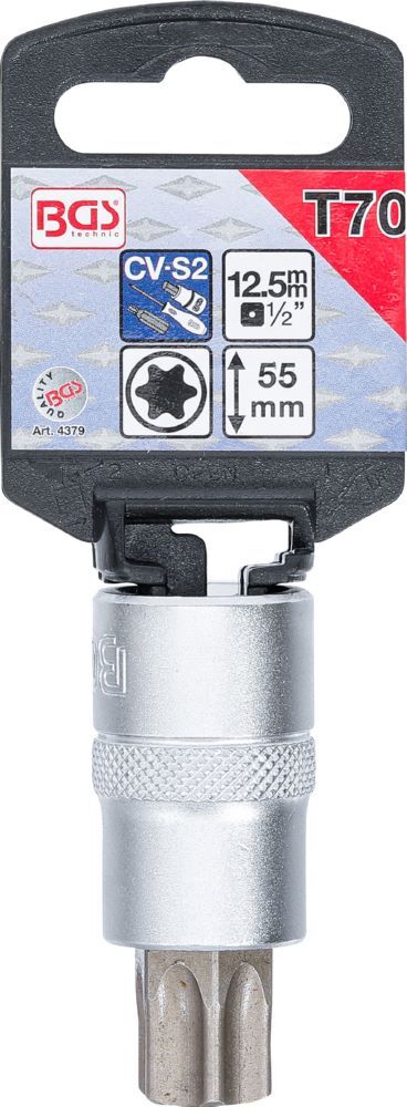 Produktbild Bit Einsatz 1/2 Zoll T-Profil T70 Antrieb Innenvierkant 12,5 mm bild 2