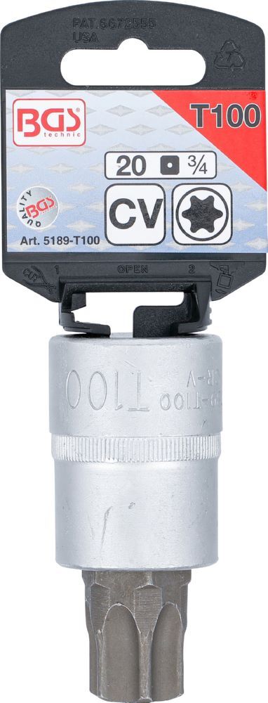 Produktbild Bit Einsatz T-Profil T100 Antrieb Innenvierkant 20 mm 3/4 Zoll bild 3