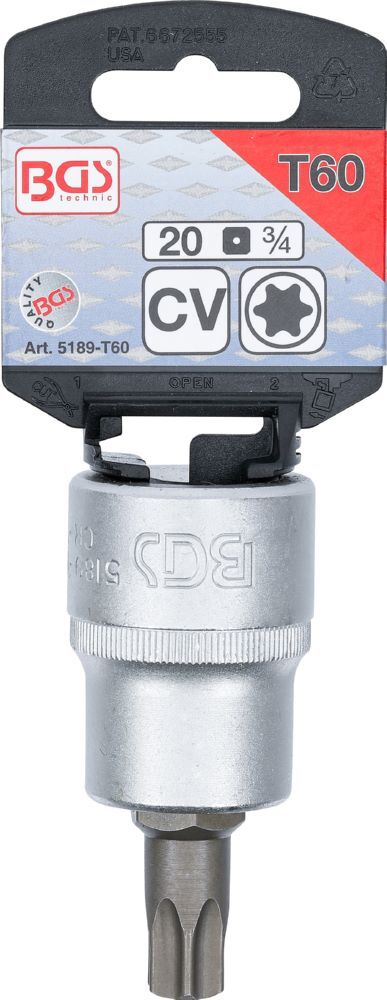 Produktbild Bit Einsatz T-Profil T60 Antrieb Innenvierkant 20 mm 3/4 Zoll bild 3