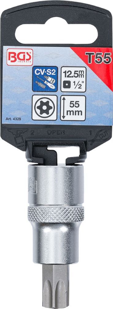 Produktbild Bit Einsatz 1/2 Zoll T-Profil T55 Antrieb Innenvierkant 12,5 mm bild 2